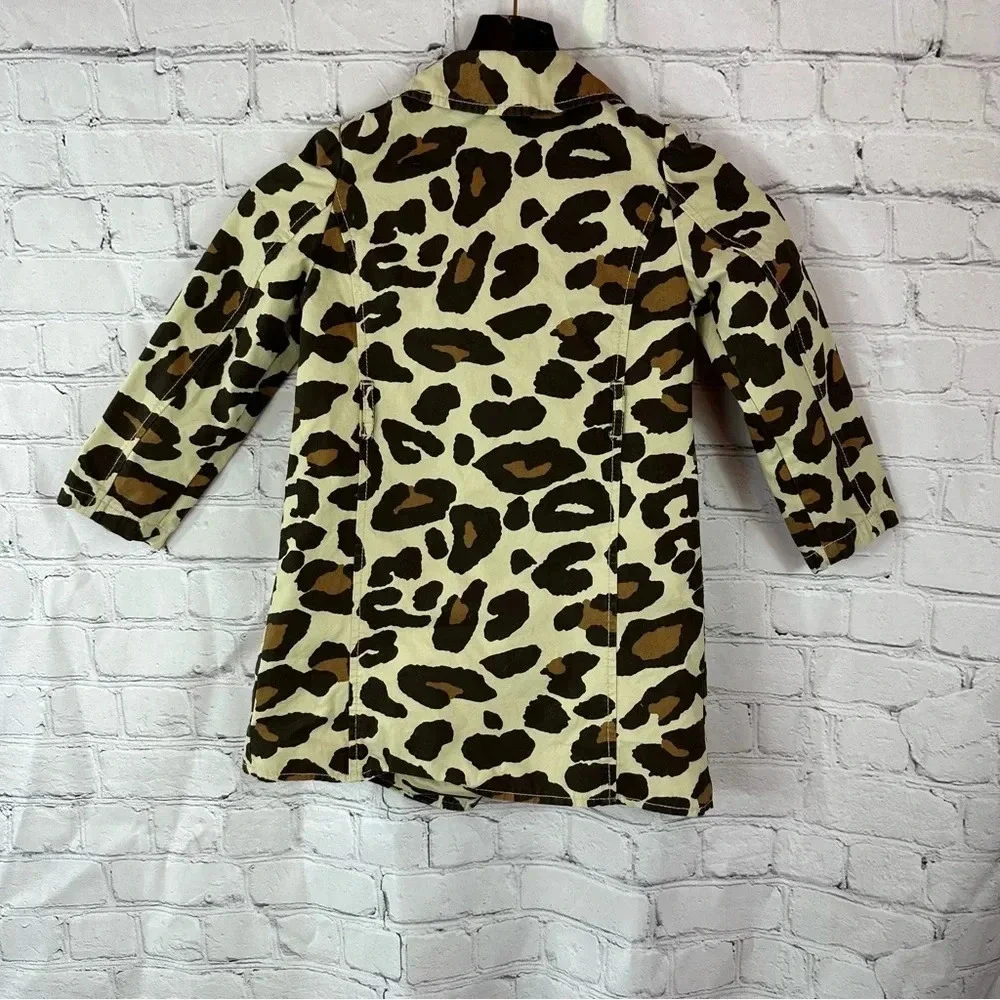 gymboree 2013 animal print leopard lined trench coat sz small 5-6 missing belt